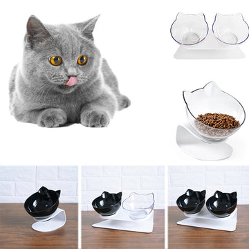 Cat face bowls with stand