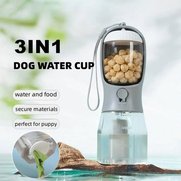 3-in-1 multi-functional pet bottle (water, food, poop bag holder)