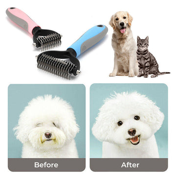 Deshedding and dematting grooming brush for dogs and cats