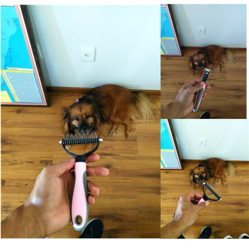 Deshedding and dematting grooming brush for dogs and cats