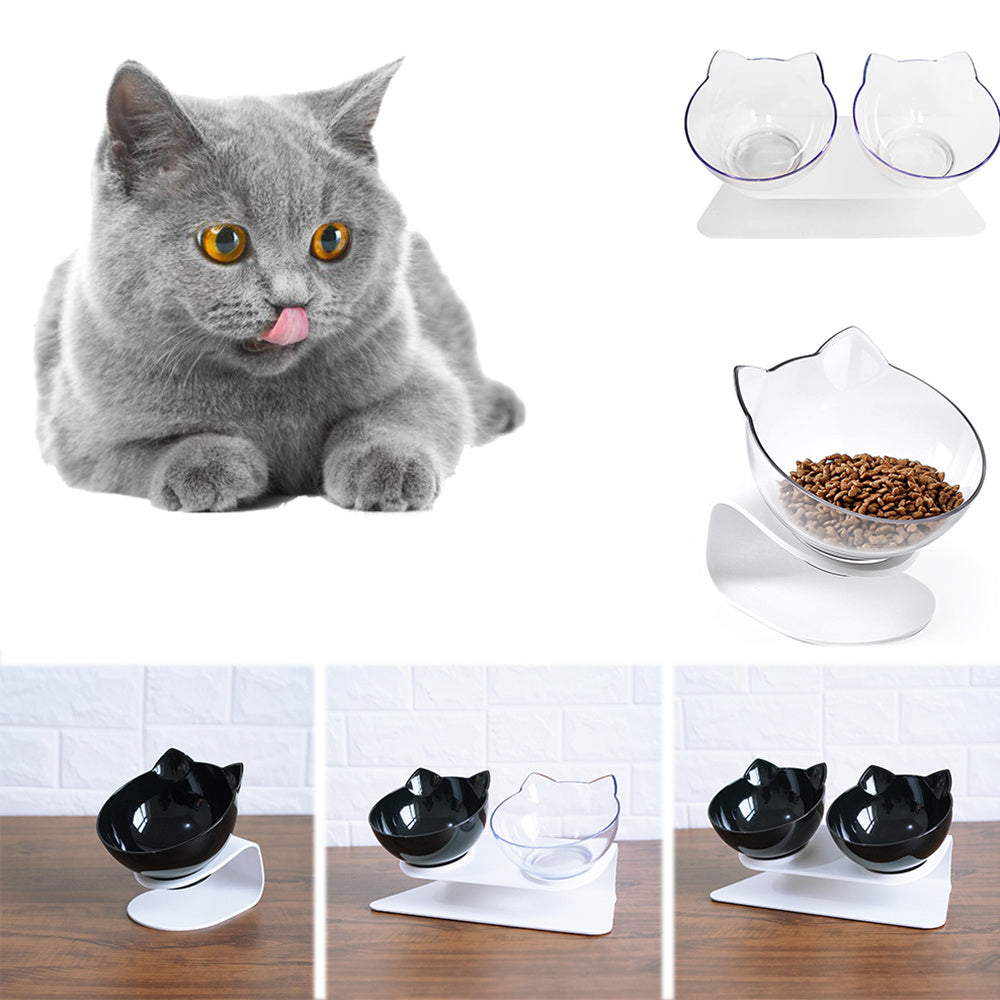 Cat face bowls with stand