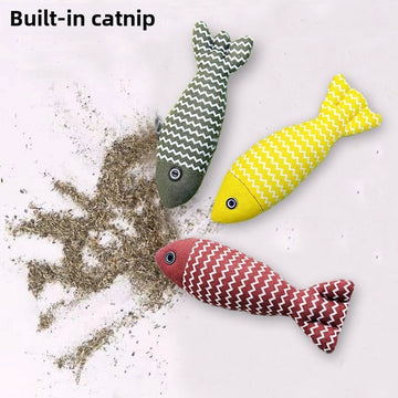 Fish shaped cat toy with catnip