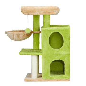 Yellow-Green cat tree with hammock bed