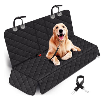 Waterproof pet car seat cover with seat belt